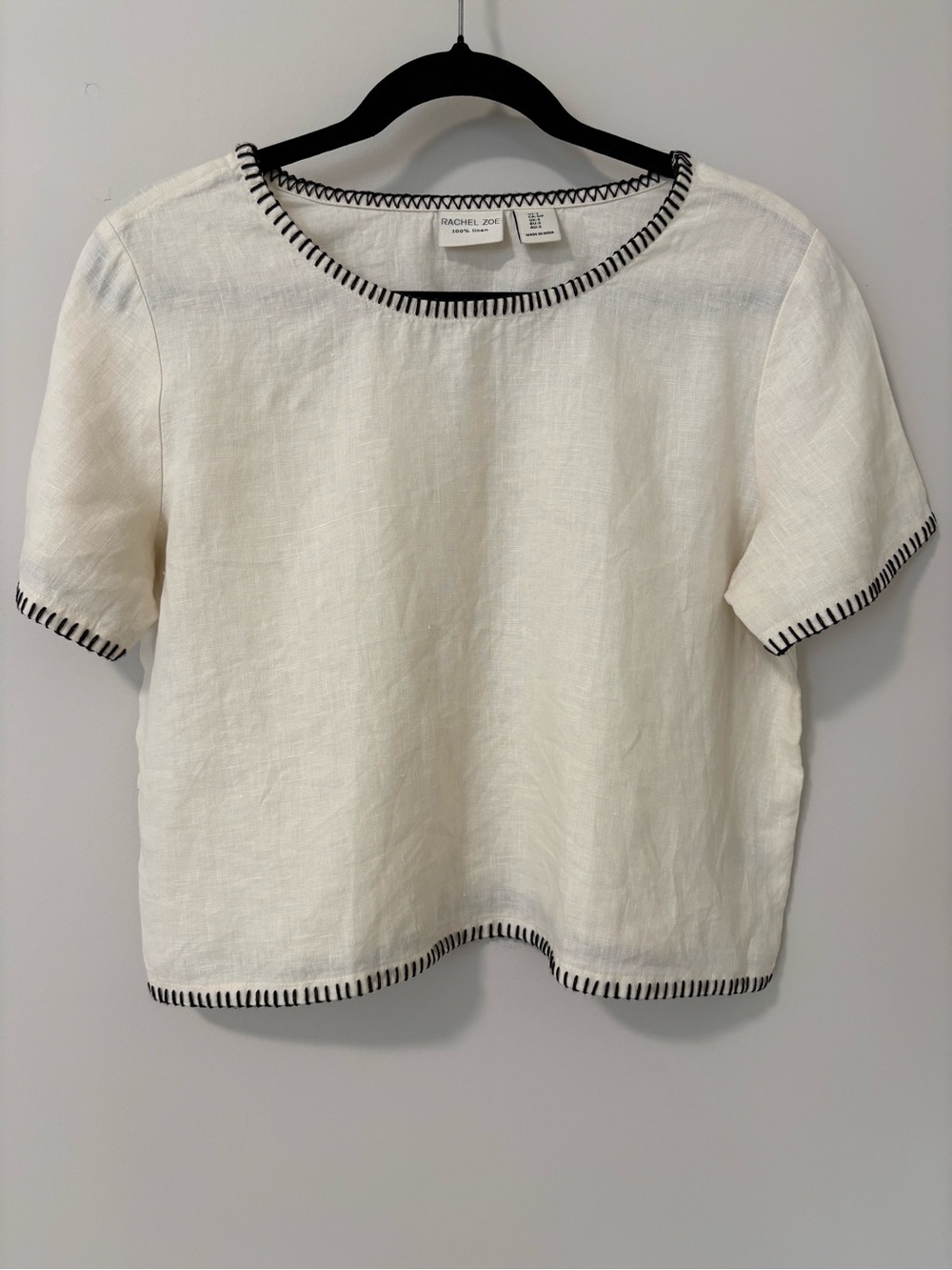 NWOT Rachel Zoe 100% Linen White Black Stitch Two-Piece Set⁠ (size top s skirt 2 - Picture 2 of 11